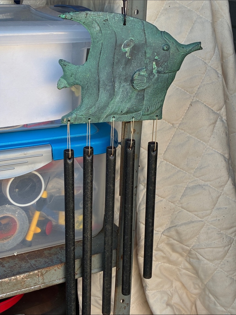 Patina Fish Wind Chime Wall Decor - Green